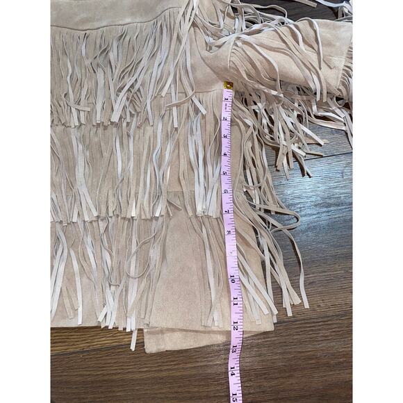 EUC Intermix Beige Suede Fringe Tiered Jacket Women’s Sz: Petite Boho Festival - Picture 9 of 15